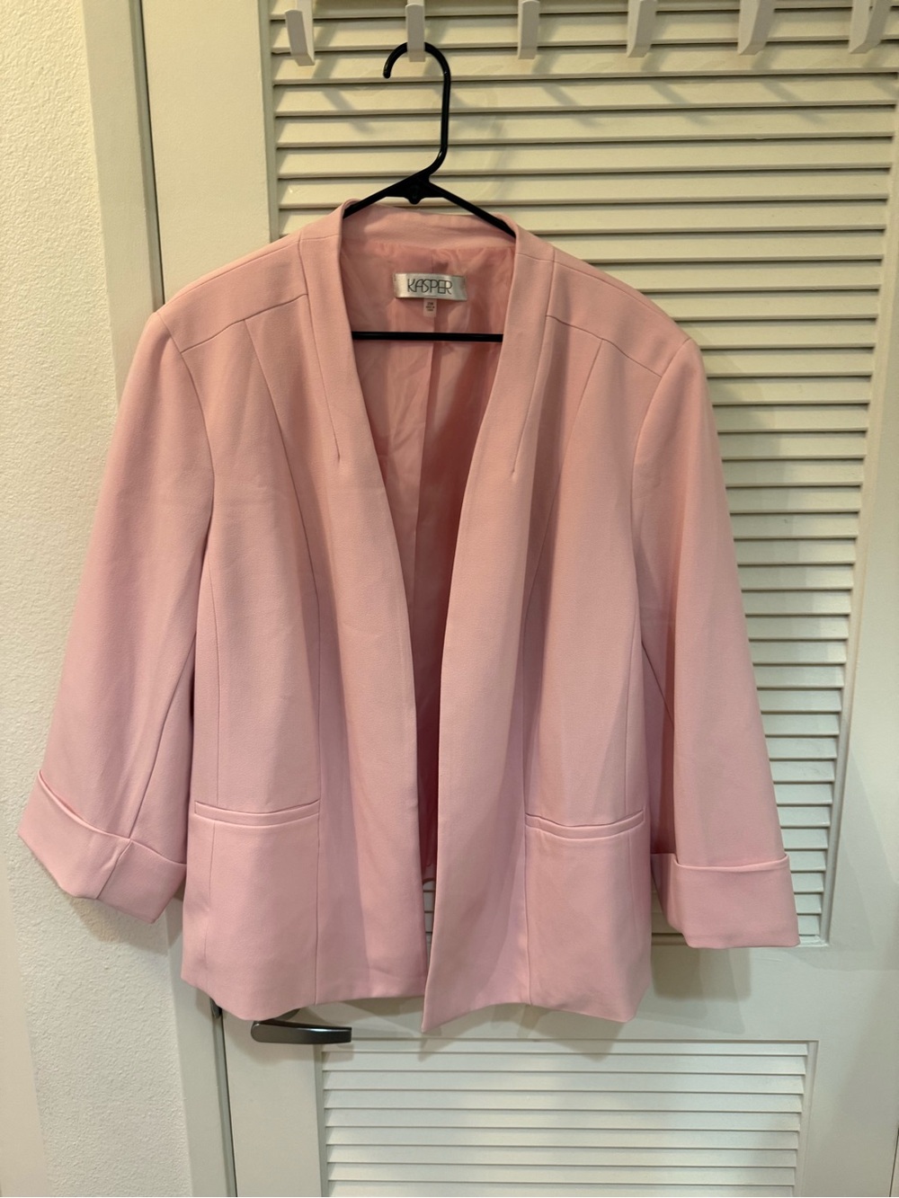 Kasper Womens Pink Open-Front Blazer Jacket (Size 20W)